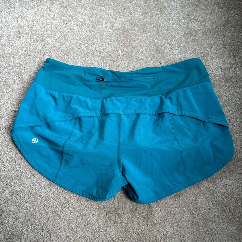 LuluLemon Turquoise Speed Up Shorts
